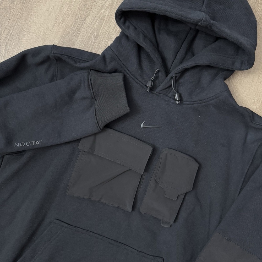 Nike x Drake NOCTA Tech Hoodie Men's L Black Pockets Heavyweight Center Swoosh
